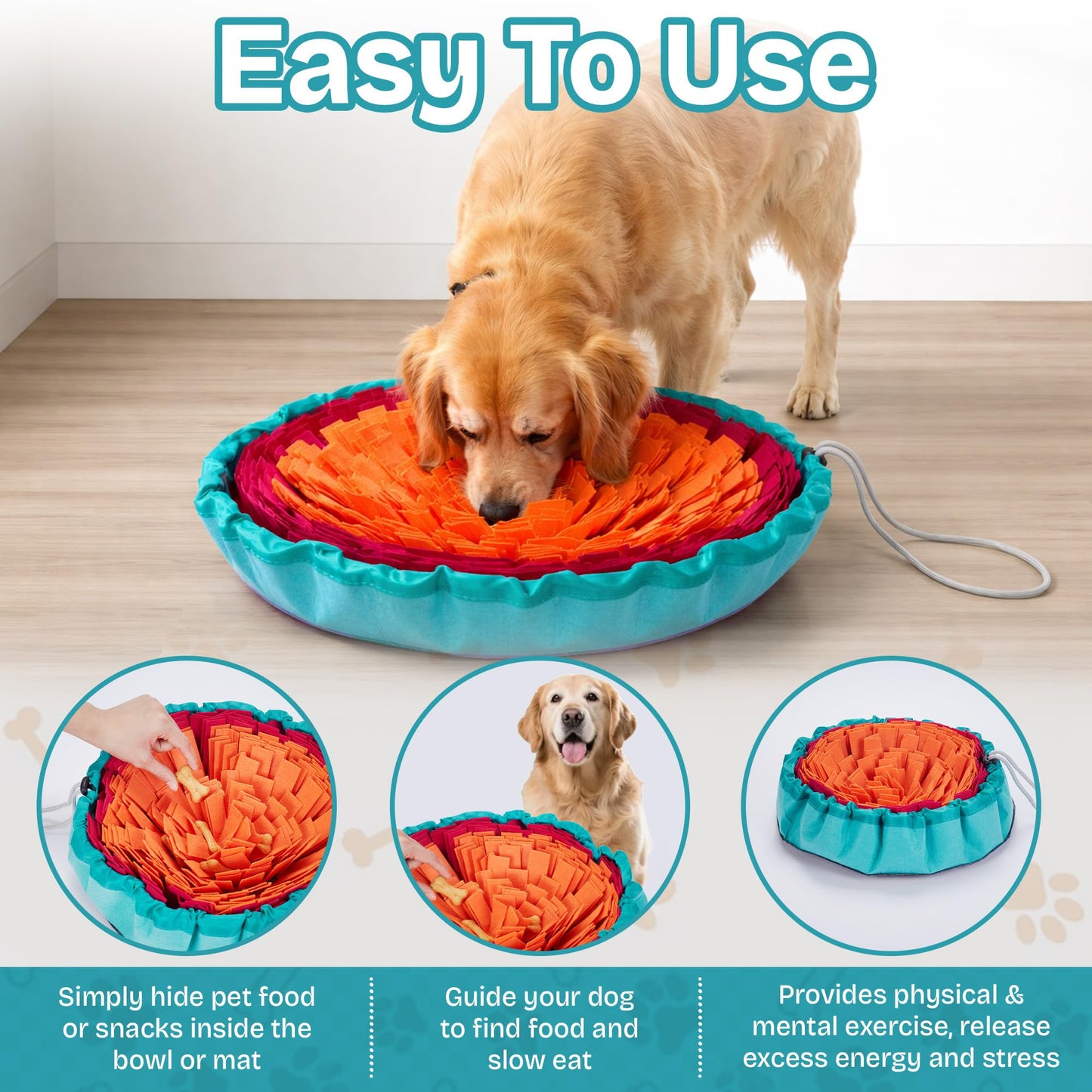 Travel-Friendly Snuffle Mat Encourages Foraging. Crafted for Daily Enrichment. Dog sniff mat features for slow eating habits (Rose Red Orange).