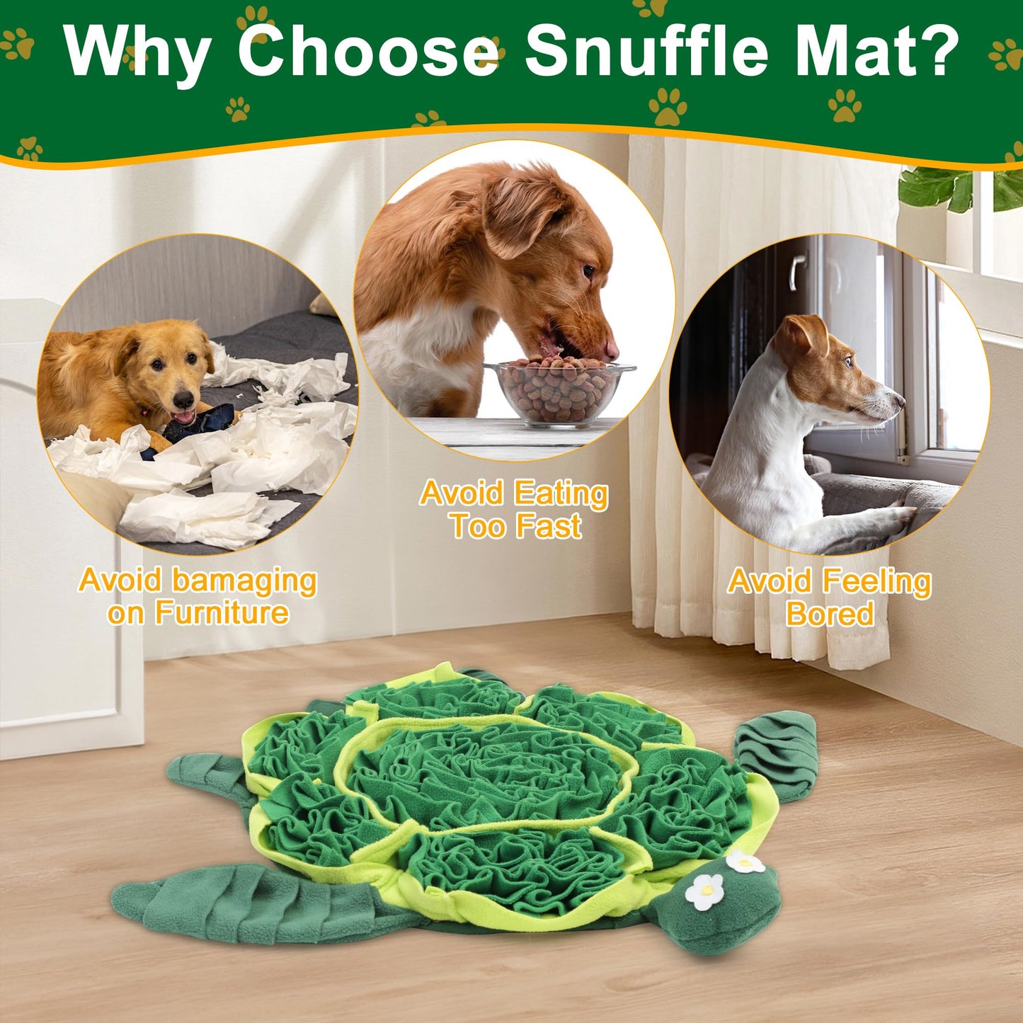 Interactive Puzzle Snuffle Mat Feeding Game for Dogs. For Stress Relief, Foraging Skills, Keep, Them Busy.