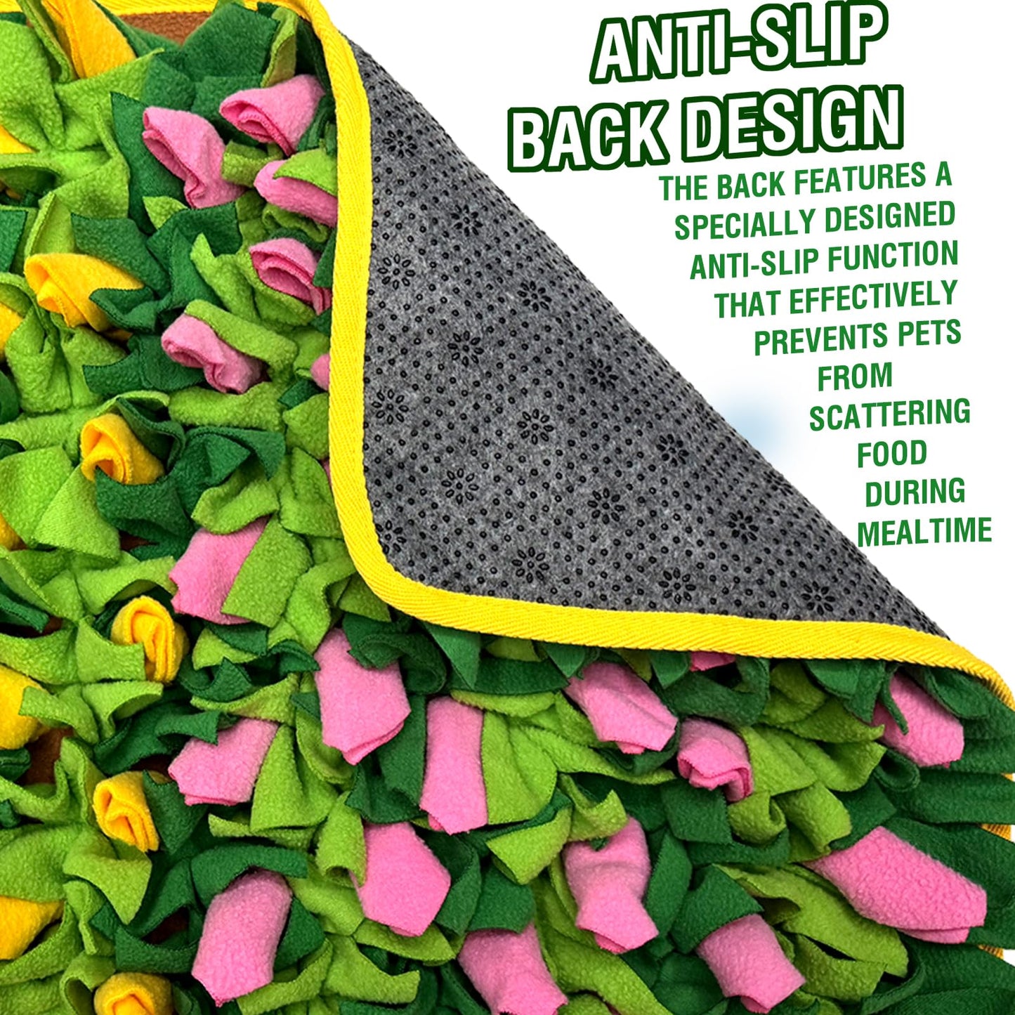 Slow Feeding Puzzle Snuffle Mat for Small & Medium Dogs. Sniff Mat for Mental Stimulating Scent Stimulation. Portable Durable Pet Food Mat (Tulip Style).