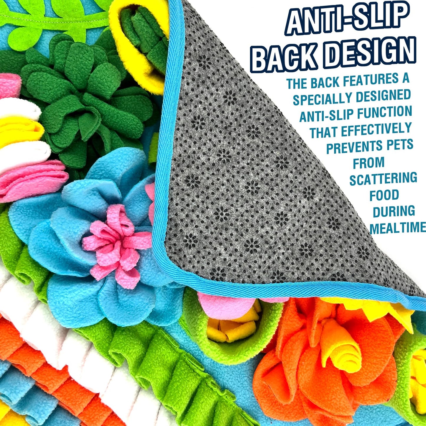 Slow Feeding Puzzle Snuffle Mat for Small & Medium Dogs. Sniff Mat for Mental Stimulating Scent Stimulation. Portable Durable Pet Food Mat (Tulip Style).