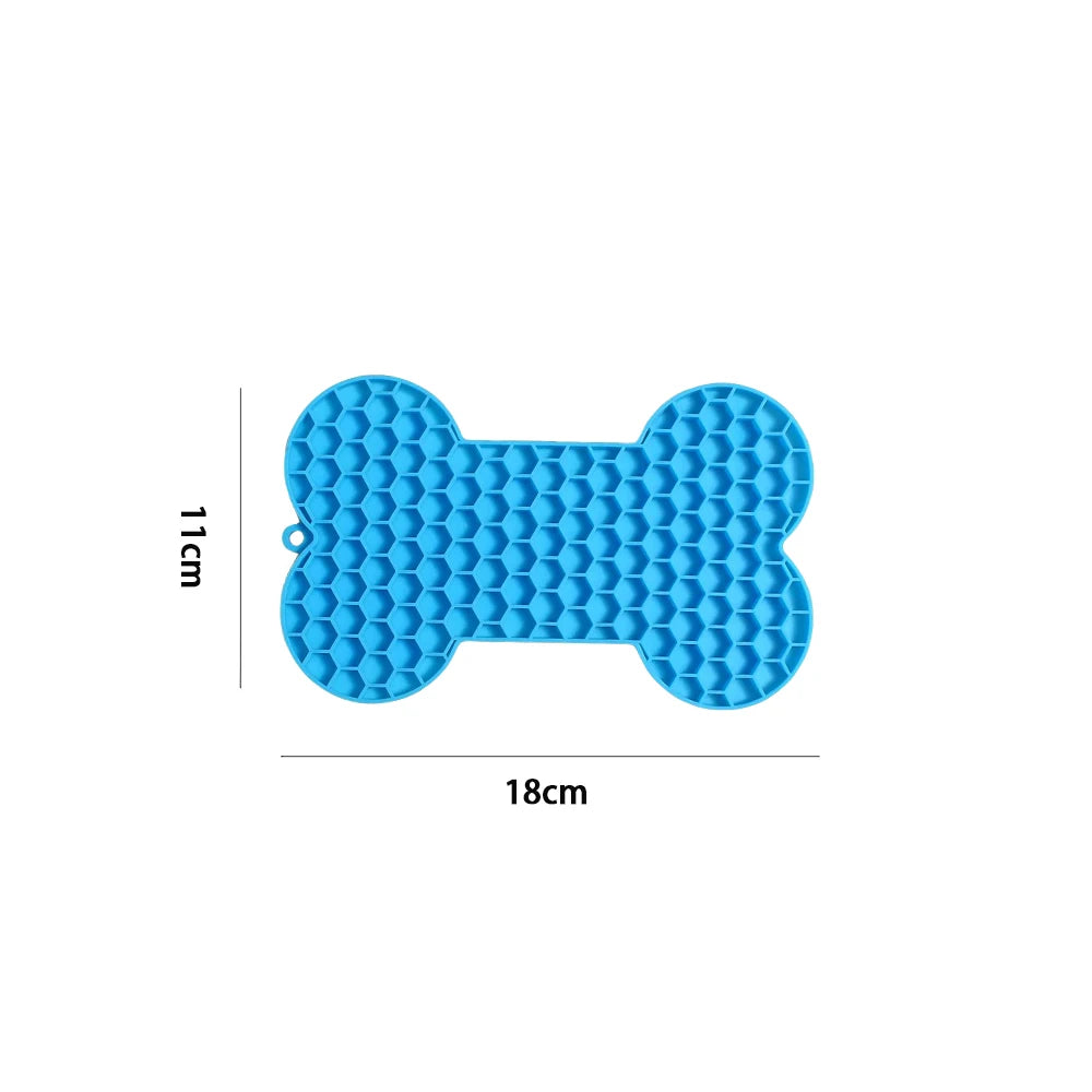 Dog Lick Mat Bone-shaped Silicon Licking Mat With Suction Dog Lick Slow Feeder Licky Mat Pet Bathing Distraction Pads Food Plate