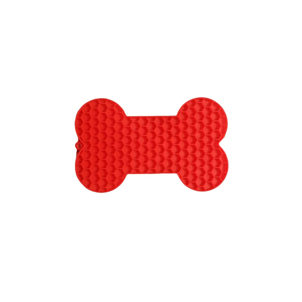 Dog Lick Mat Bone-shaped Silicon Licking Mat With Suction Dog Lick Slow Feeder Licky Mat Pet Bathing Distraction Pads Food Plate