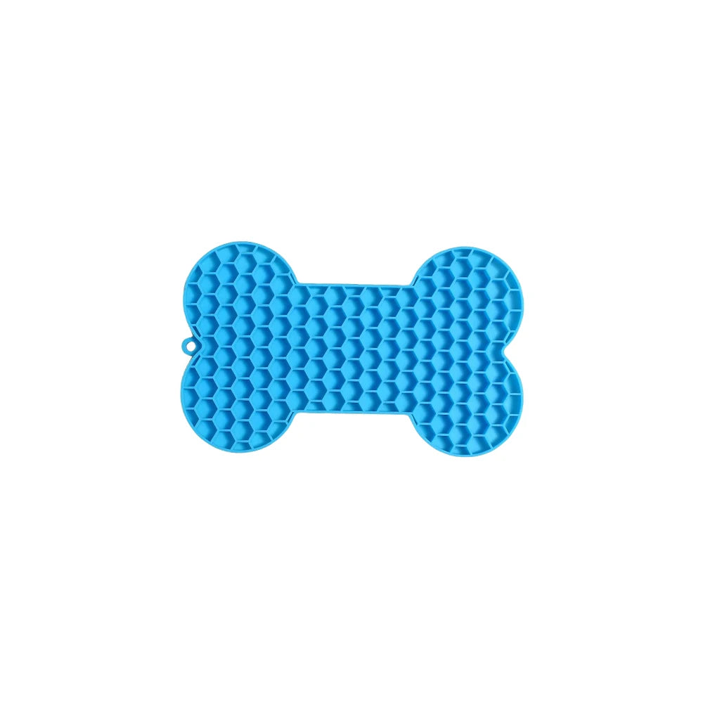 Dog Lick Mat Bone-shaped Silicon Licking Mat With Suction Dog Lick Slow Feeder Licky Mat Pet Bathing Distraction Pads Food Plate