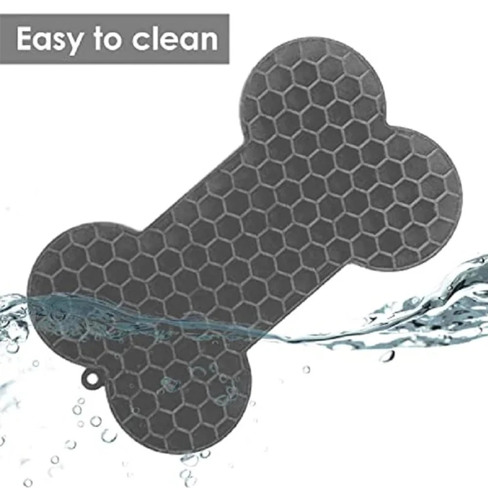 Dog Lick Mat Bone-shaped Silicon Licking Mat With Suction Dog Lick Slow Feeder Licky Mat Pet Bathing Distraction Pads Food Plate